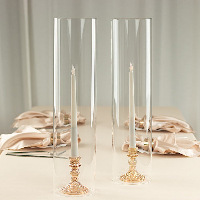 2 Cylinder Glass Hurricane Candle Holder Shades - Clear