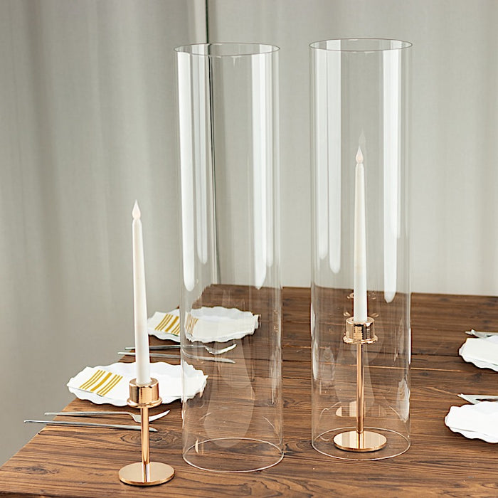 2 Cylinder Glass Hurricane Candle Holder Shades - Clear