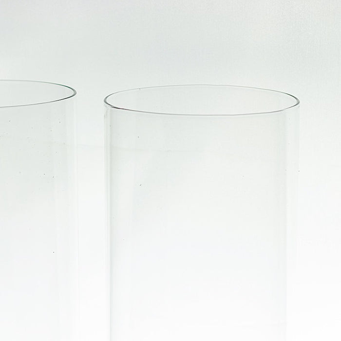 2 Cylinder Glass Hurricane Candle Holder Shades - Clear