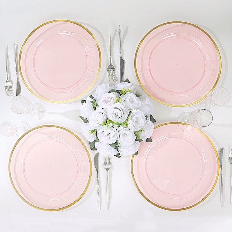 10 Round 12" Heavy Duty Plastic Charger Plates with Metallic Rim