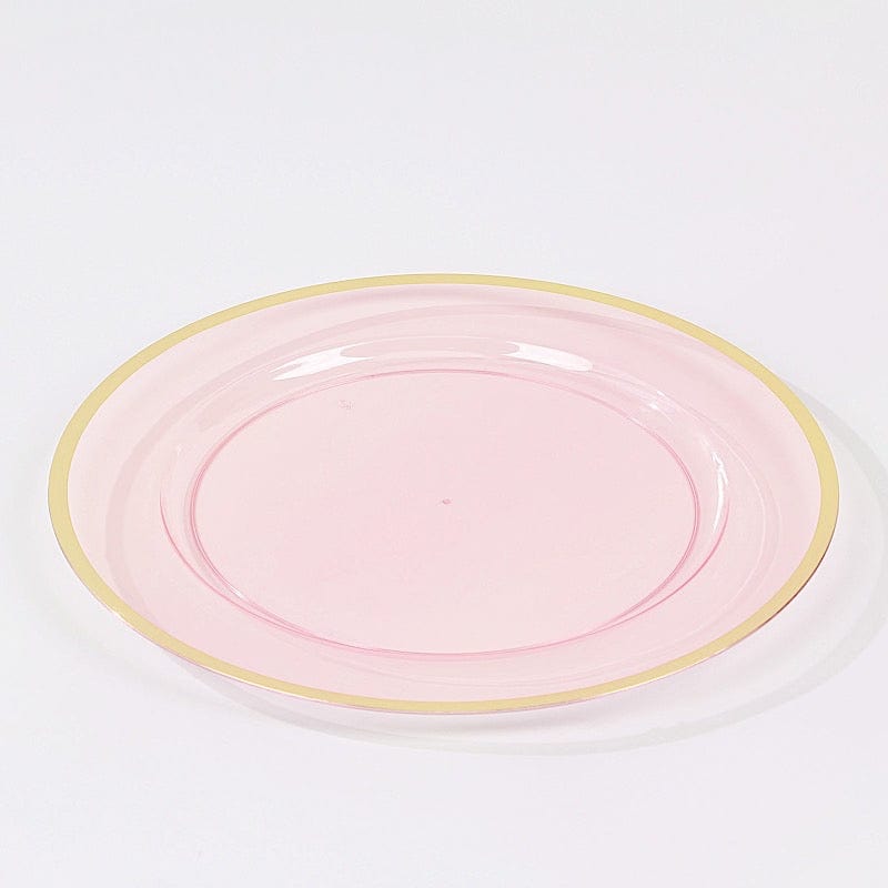 10 Round 12" Heavy Duty Plastic Charger Plates with Metallic Rim