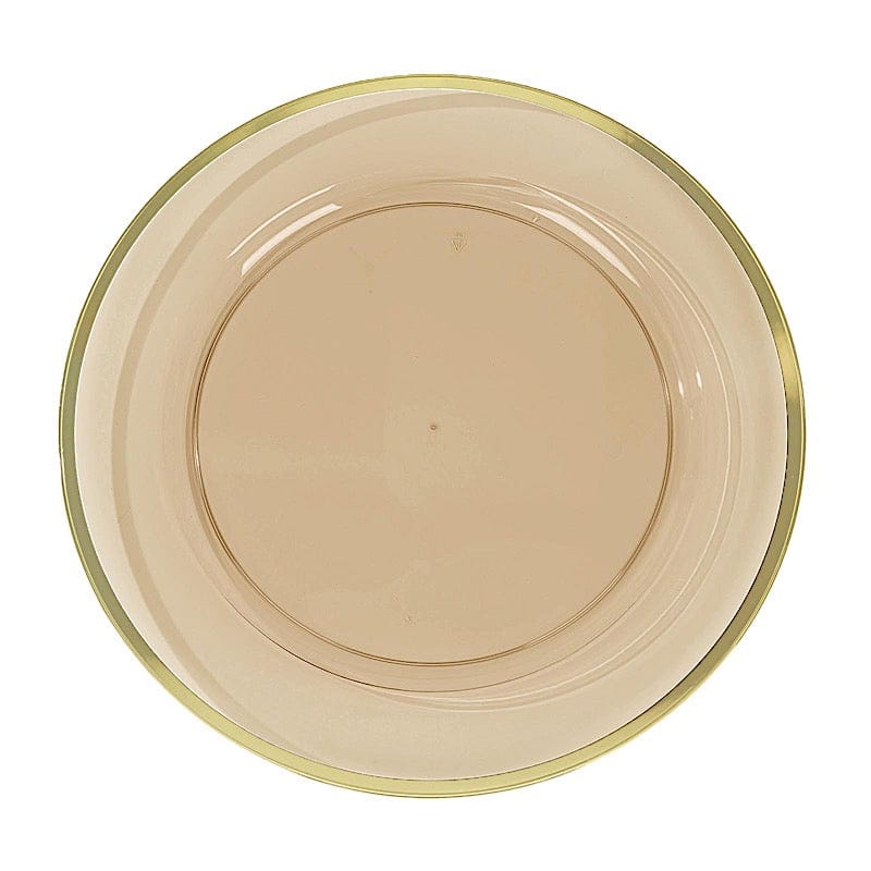 10 Round 12" Heavy Duty Plastic Charger Plates with Metallic Rim