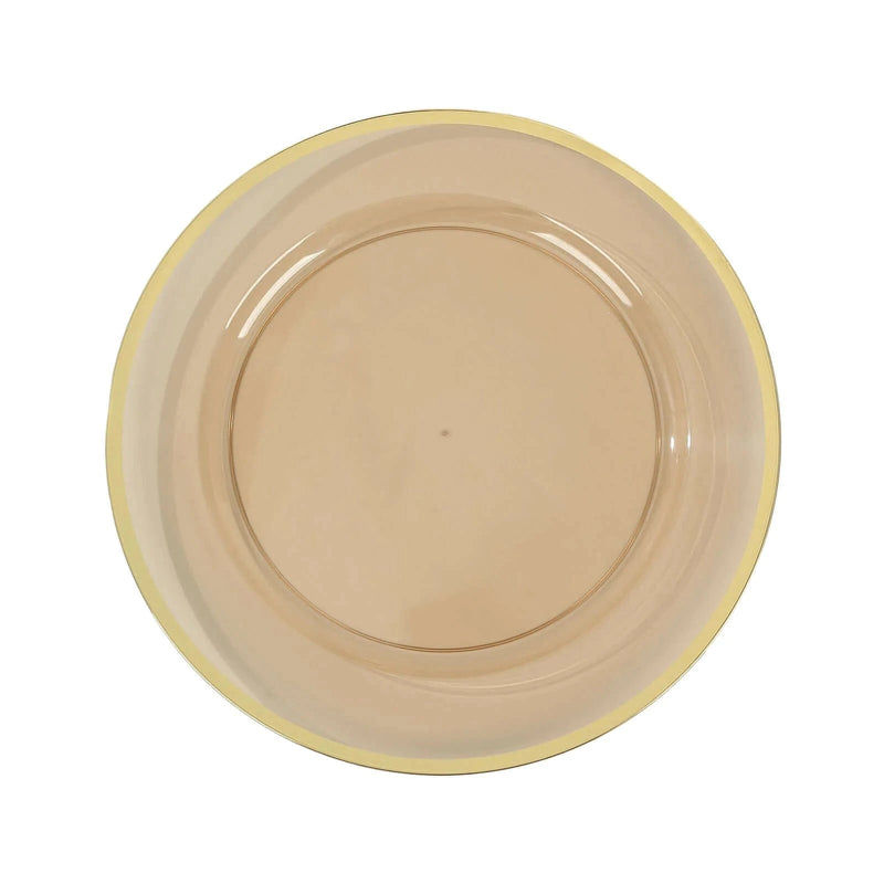 10 Round 12" Heavy Duty Plastic Charger Plates with Metallic Rim