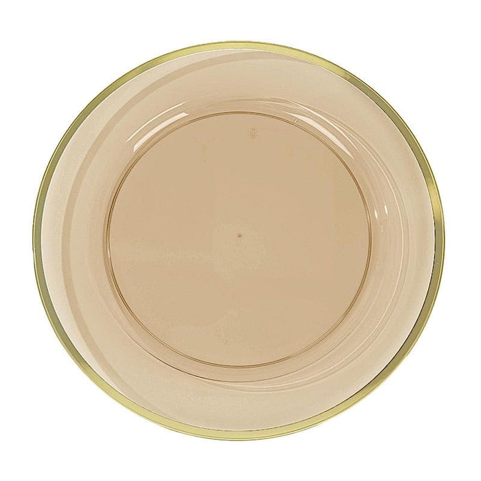 10 Round 12" Heavy Duty Plastic Charger Plates with Metallic Rim