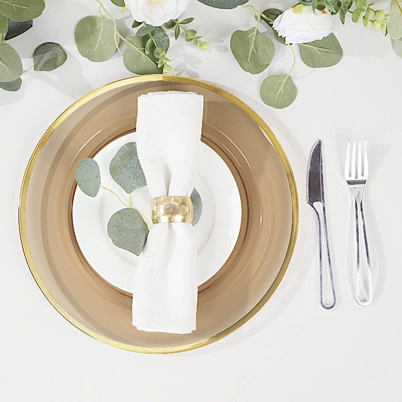 10 Round 12" Heavy Duty Plastic Charger Plates with Metallic Rim