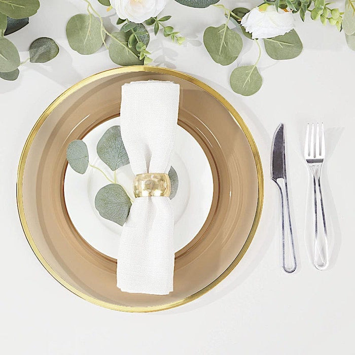 10 Round 12" Heavy Duty Plastic Charger Plates with Metallic Rim