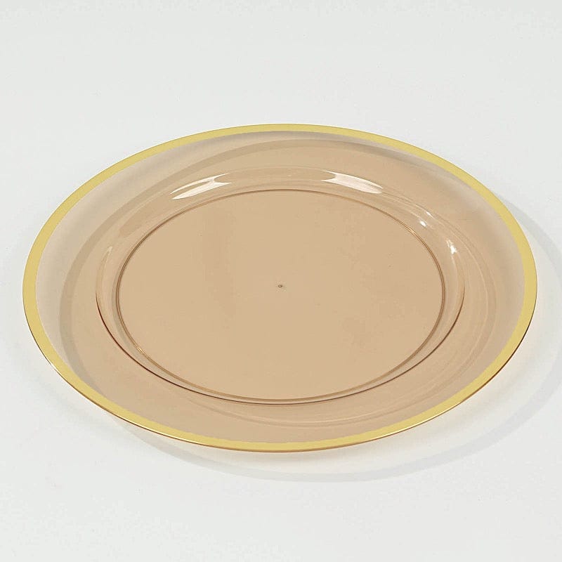 10 Round 12" Heavy Duty Plastic Charger Plates with Metallic Rim