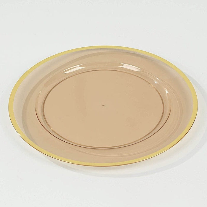 10 Round 12" Heavy Duty Plastic Charger Plates with Metallic Rim