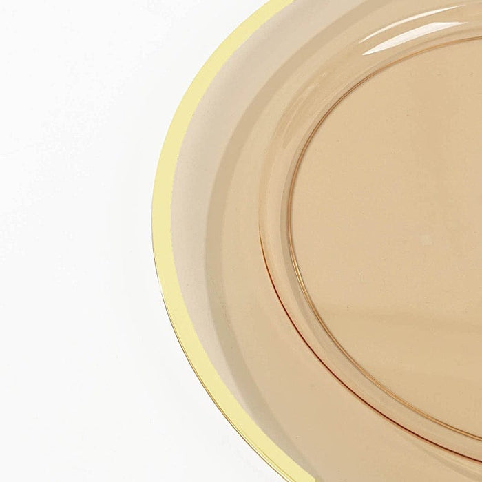 10 Round 12" Heavy Duty Plastic Charger Plates with Metallic Rim