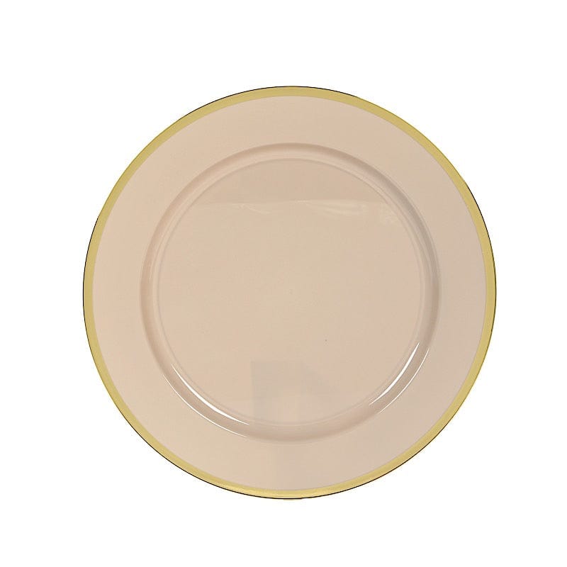 10 Round 12" Heavy Duty Plastic Charger Plates with Metallic Rim
