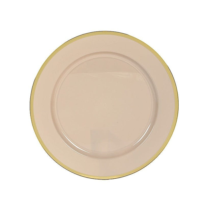10 Round 12" Heavy Duty Plastic Charger Plates with Metallic Rim
