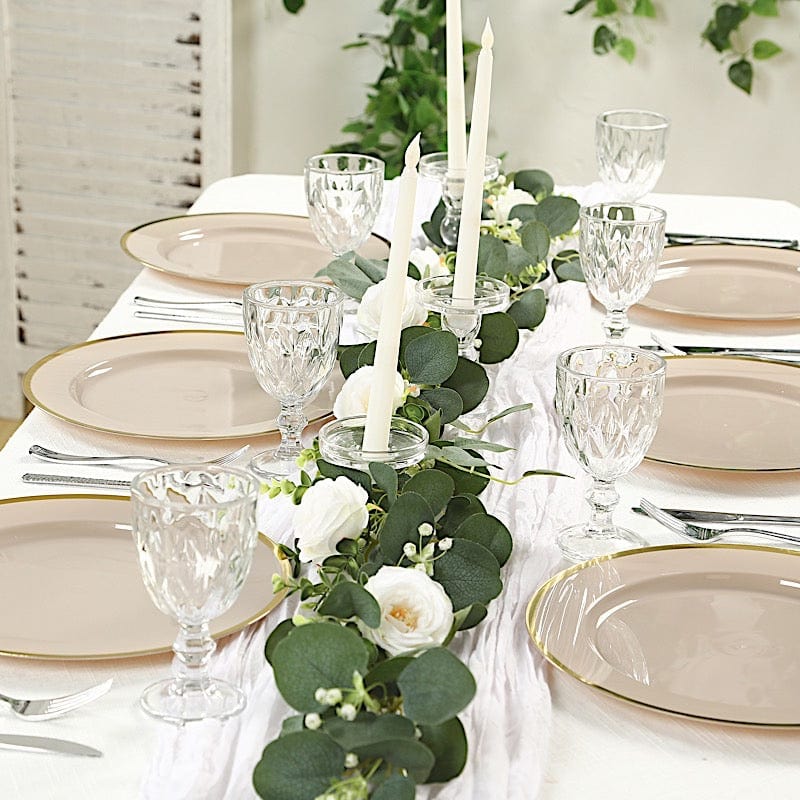 10 Round 12" Heavy Duty Plastic Charger Plates with Metallic Rim