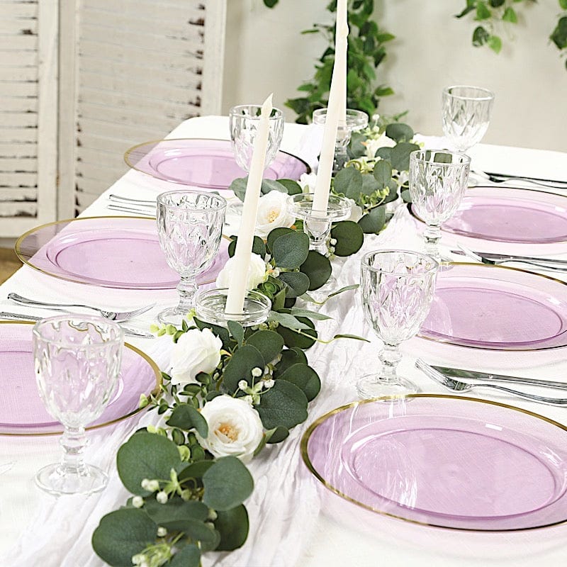 10 Round 12" Heavy Duty Plastic Charger Plates with Metallic Rim