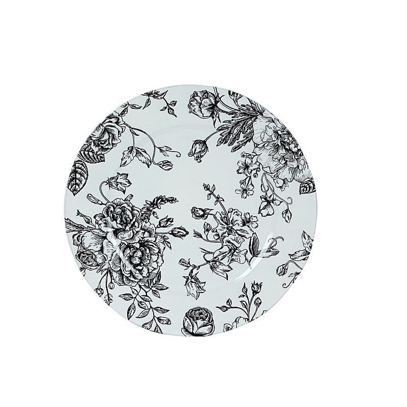 6 Plastic 13" Round Charger Plates with Floral Pattern