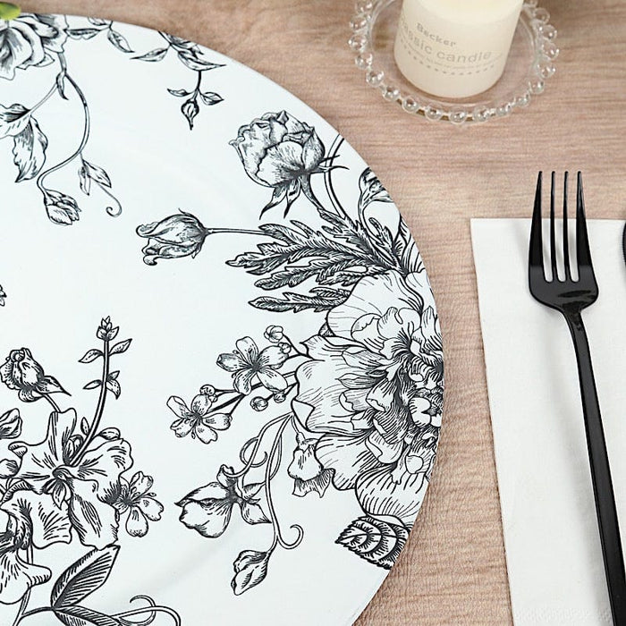 6 Plastic 13" Round Charger Plates with Floral Pattern