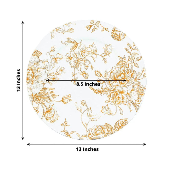 6 Plastic 13" Round Charger Plates with Floral Pattern