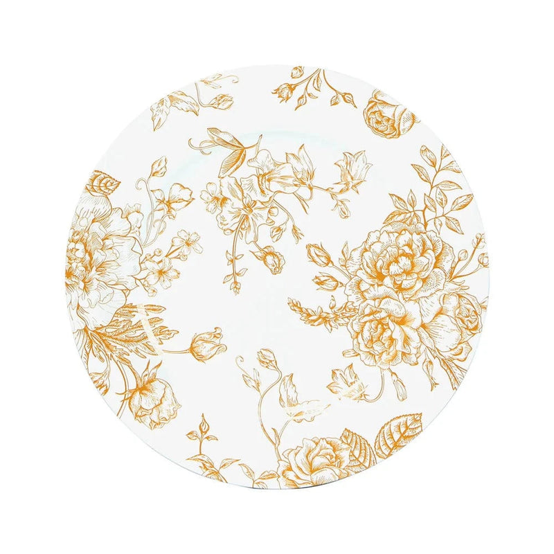 6 Plastic 13" Round Charger Plates with Floral Pattern