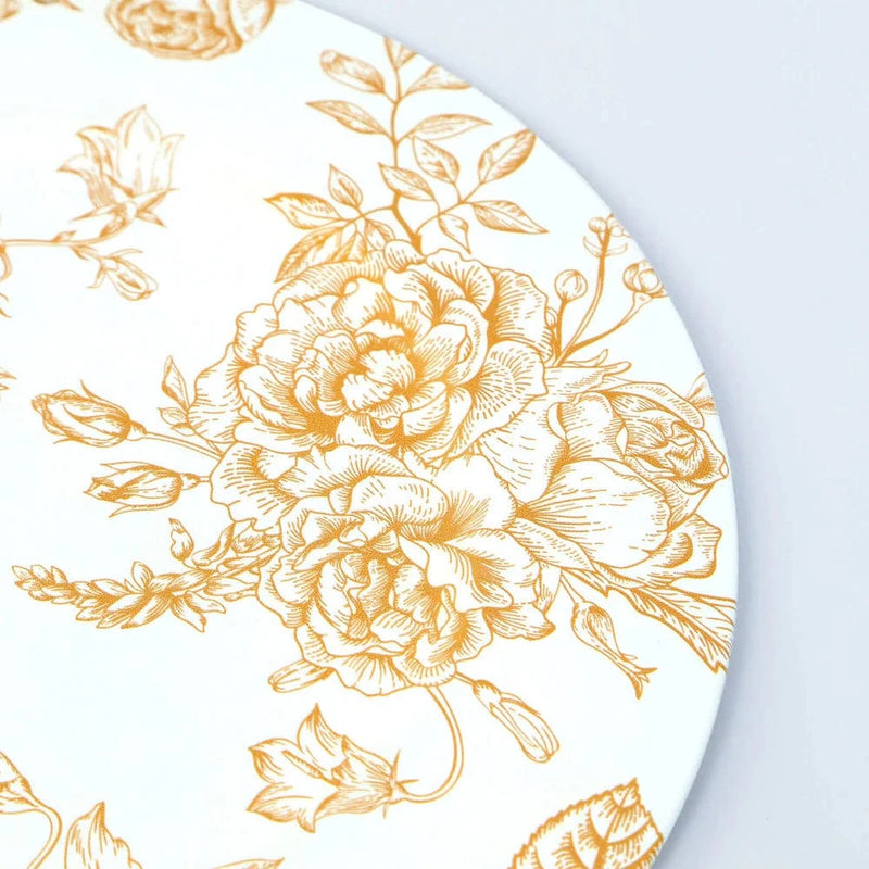 6 Plastic 13" Round Charger Plates with Floral Pattern