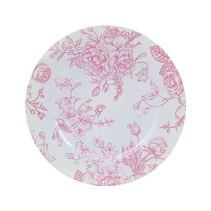 6 Plastic 13" Round Charger Plates with Floral Pattern