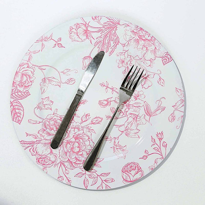 6 Plastic 13" Round Charger Plates with Floral Pattern