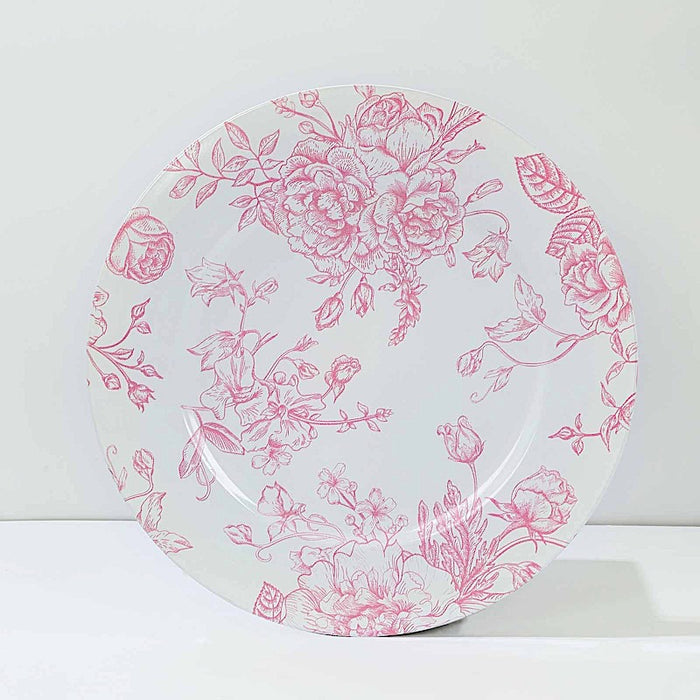 6 Plastic 13" Round Charger Plates with Floral Pattern