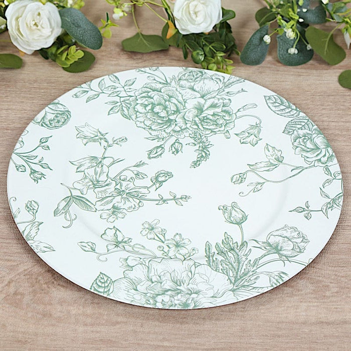 6 Plastic 13" Round Charger Plates with Floral Pattern