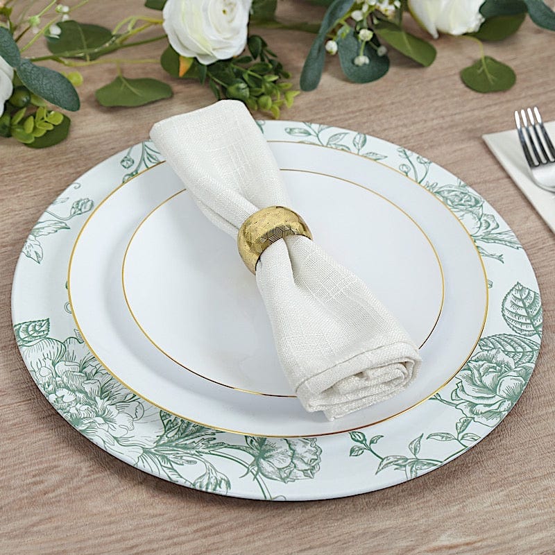 6 Plastic 13" Round Charger Plates with Floral Pattern