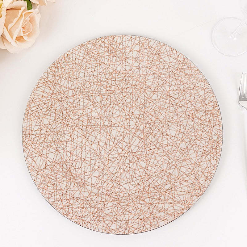 6 Glitter Acrylic Charger Plates with Abstract Lines Pattern