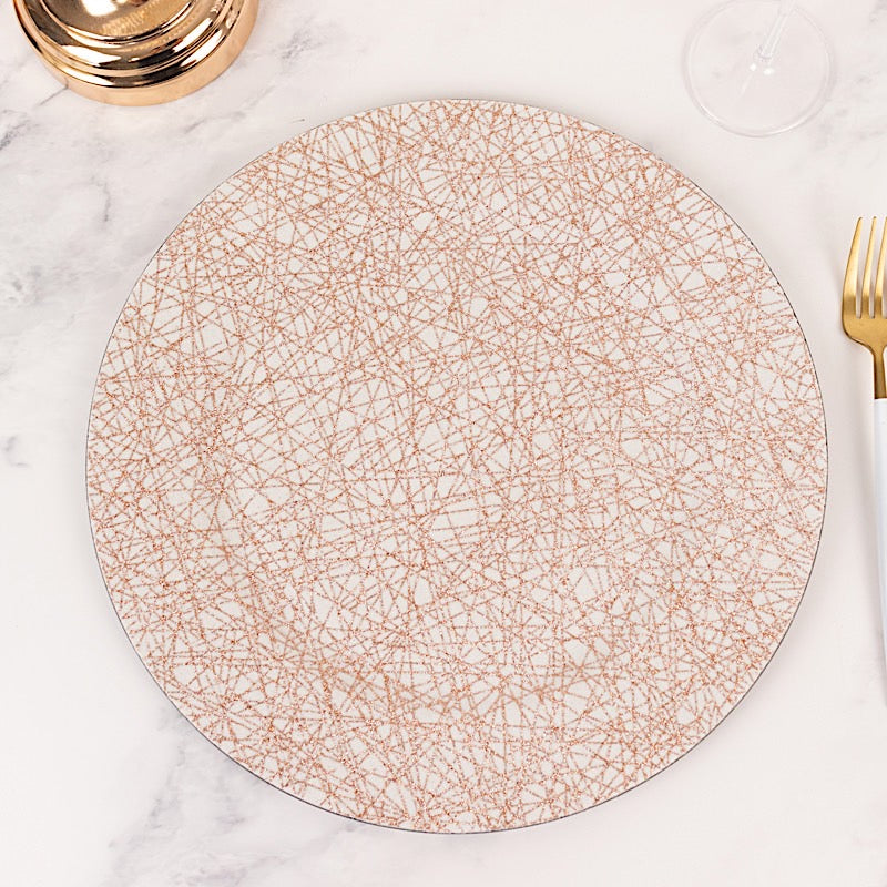 6 Glitter Acrylic Charger Plates with Abstract Lines Pattern