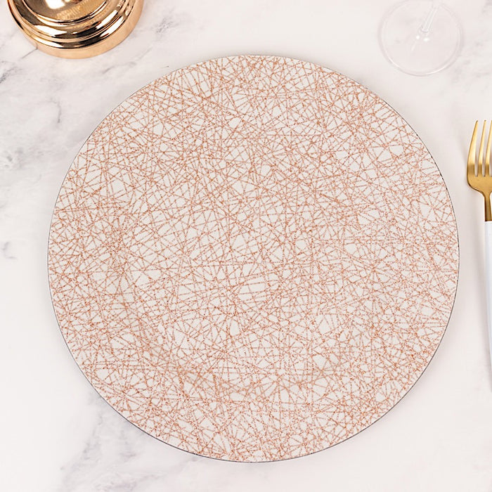 6 Glitter Acrylic Charger Plates with Abstract Lines Pattern