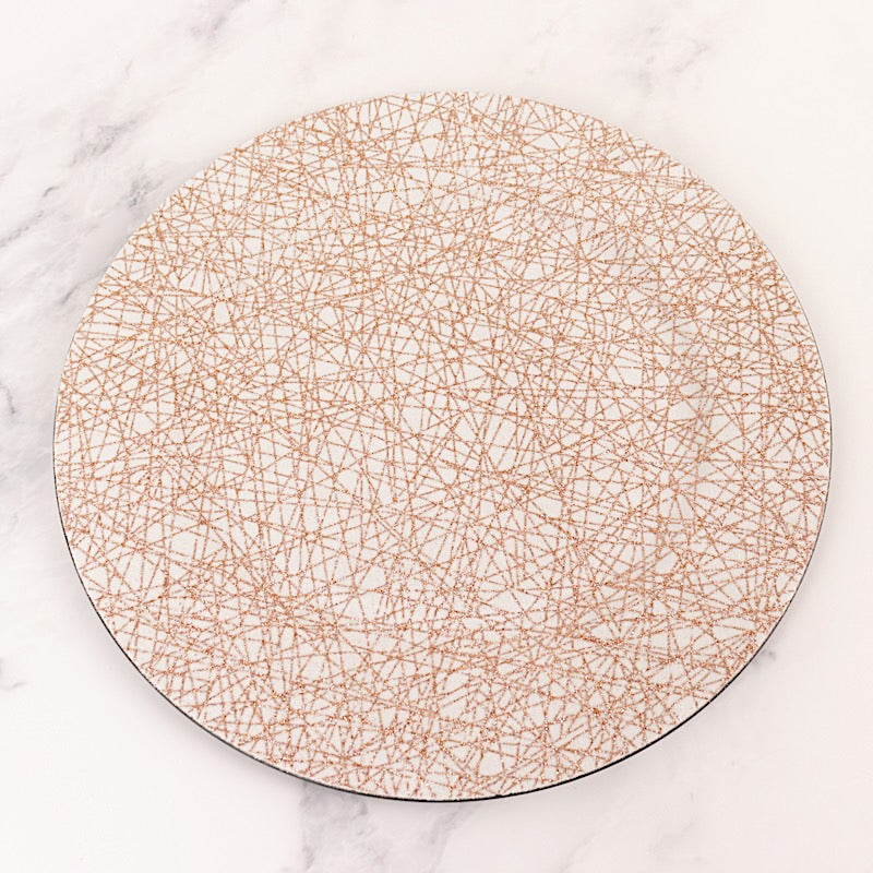 6 Glitter Acrylic Charger Plates with Abstract Lines Pattern