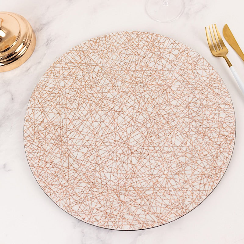 6 Glitter Acrylic Charger Plates with Abstract Lines Pattern