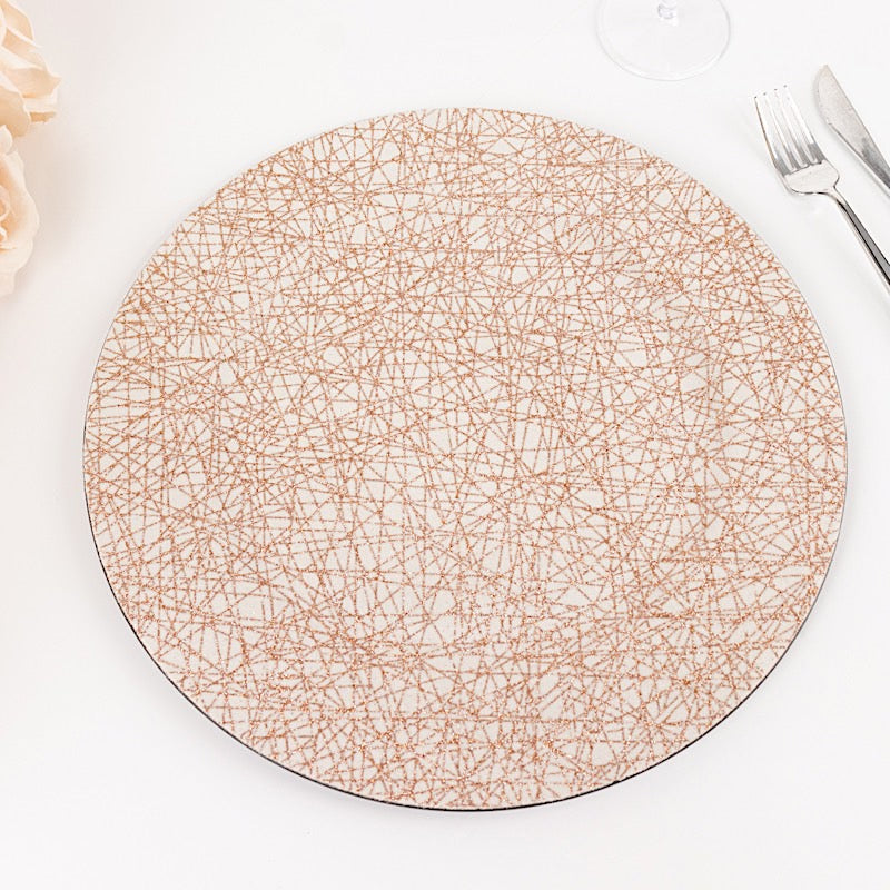 6 Glitter Acrylic Charger Plates with Abstract Lines Pattern