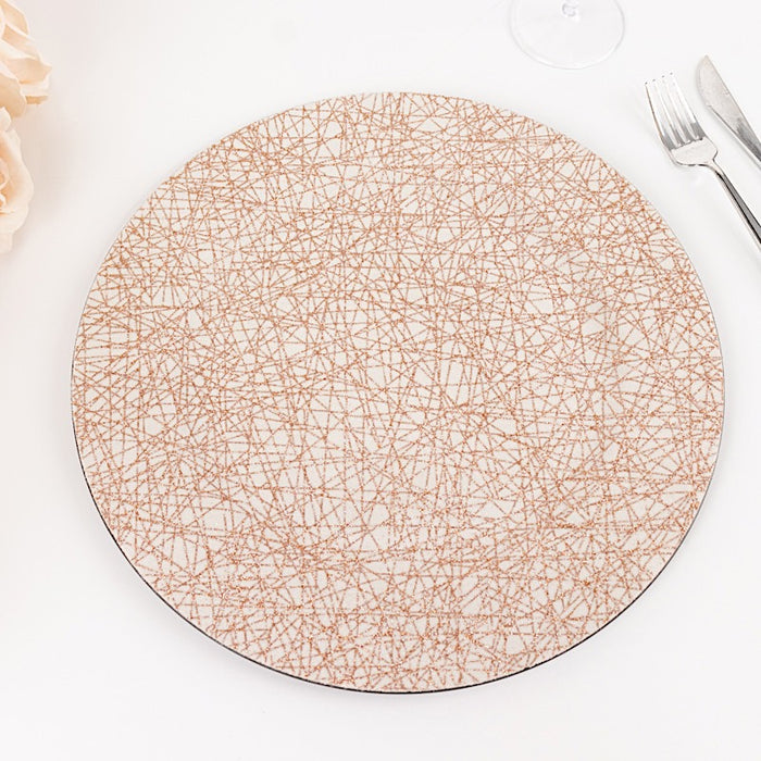 6 Glitter Acrylic Charger Plates with Abstract Lines Pattern