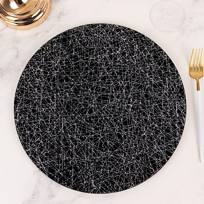 6 Glitter Acrylic Charger Plates with Abstract Lines Pattern