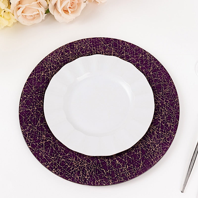 6 Glitter Acrylic Charger Plates with Abstract Lines Pattern