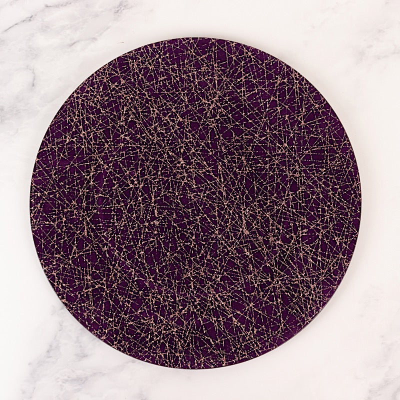 6 Glitter Acrylic Charger Plates with Abstract Lines Pattern