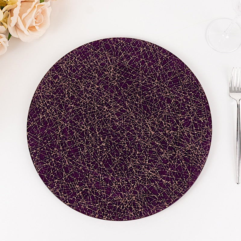 6 Glitter Acrylic Charger Plates with Abstract Lines Pattern