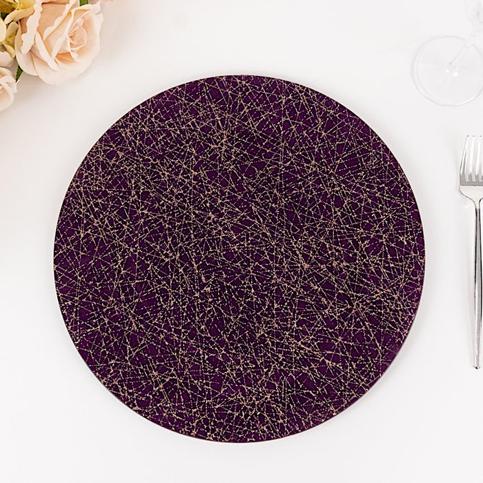 6 Glitter Acrylic Charger Plates with Abstract Lines Pattern