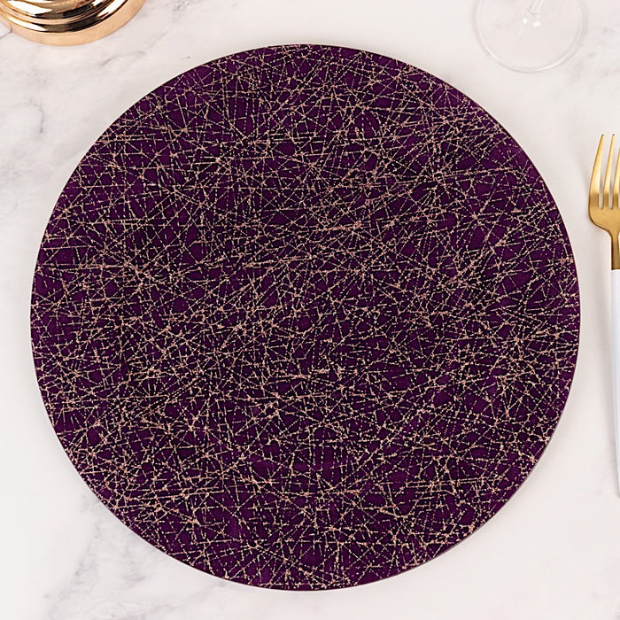 6 Glitter Acrylic Charger Plates with Abstract Lines Pattern