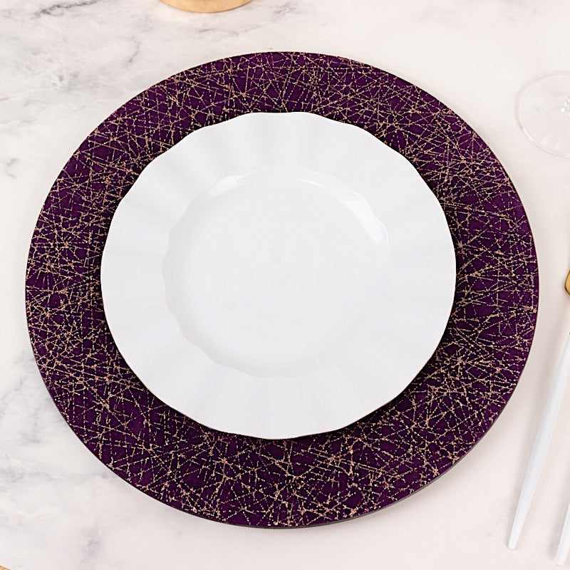 6 Glitter Acrylic Charger Plates with Abstract Lines Pattern