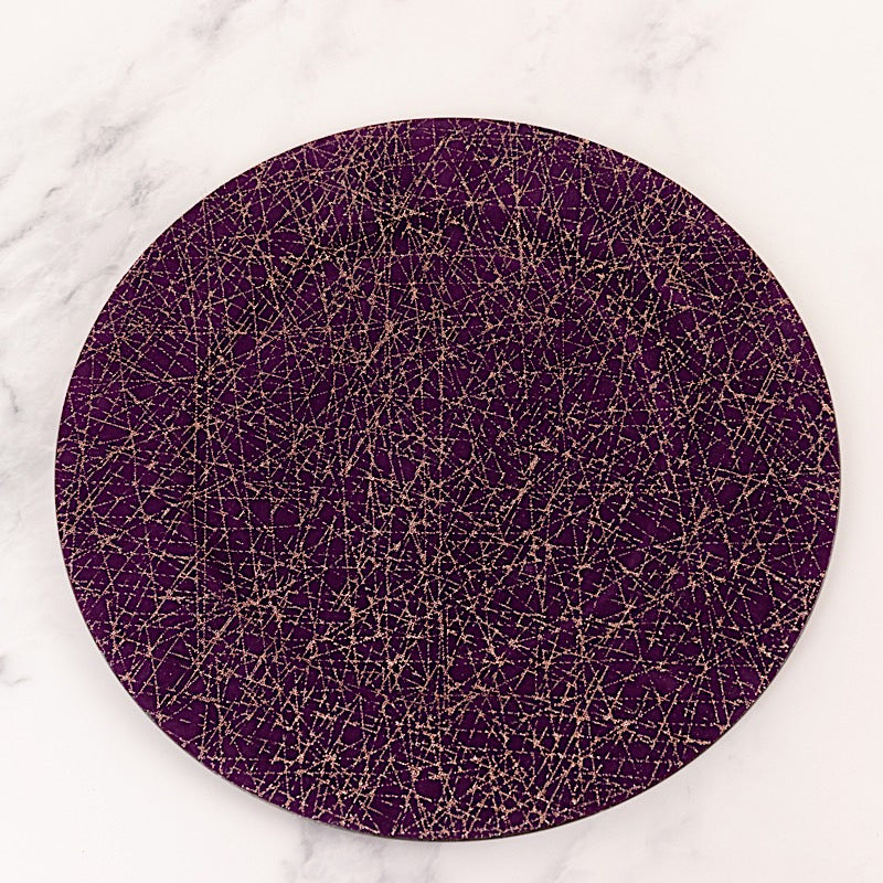 6 Glitter Acrylic Charger Plates with Abstract Lines Pattern