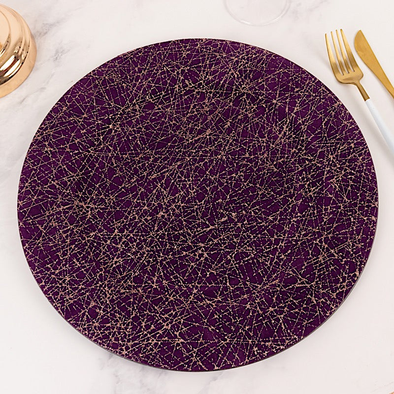 6 Glitter Acrylic Charger Plates with Abstract Lines Pattern