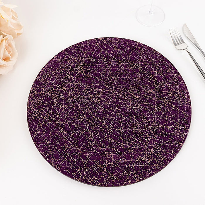 6 Glitter Acrylic Charger Plates with Abstract Lines Pattern