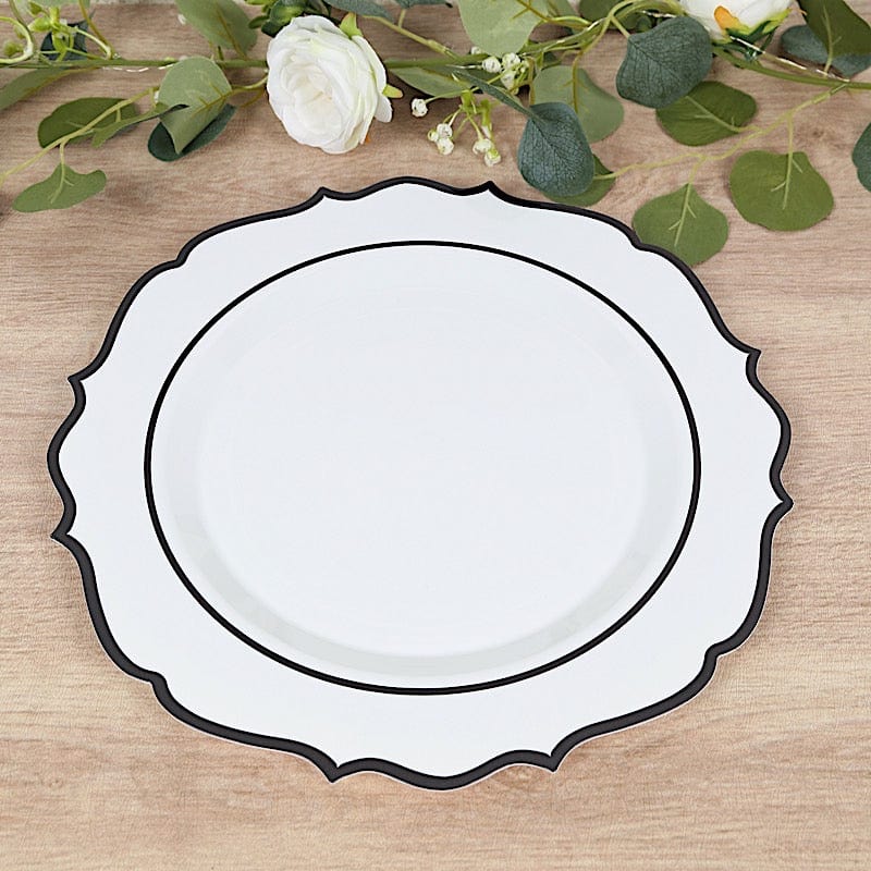 10 Round 13" Plastic Charger Plates with Scalloped Rim