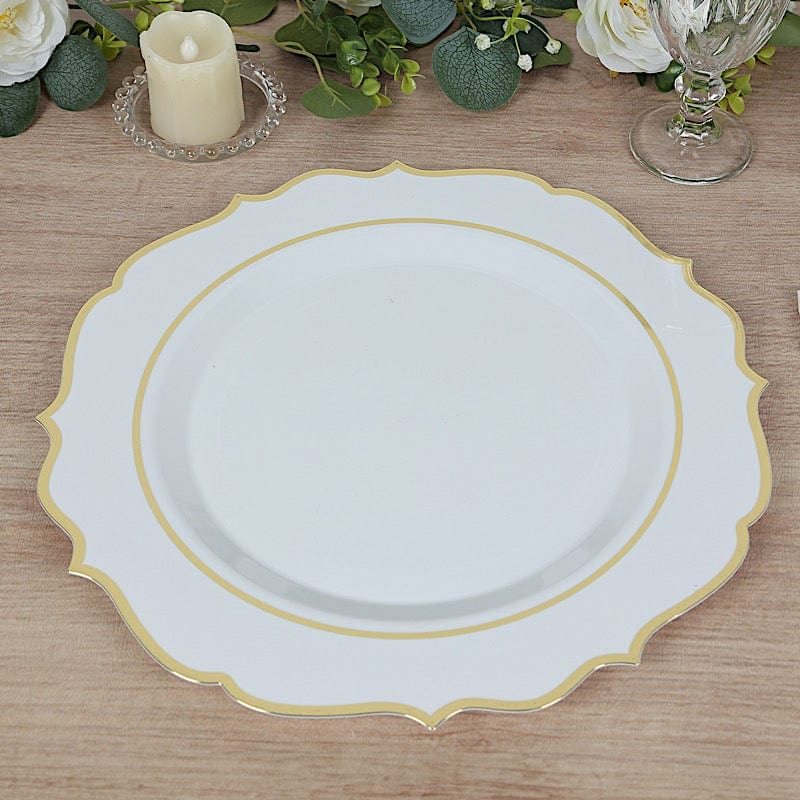 10 Round 13" Plastic Charger Plates with Scalloped Rim