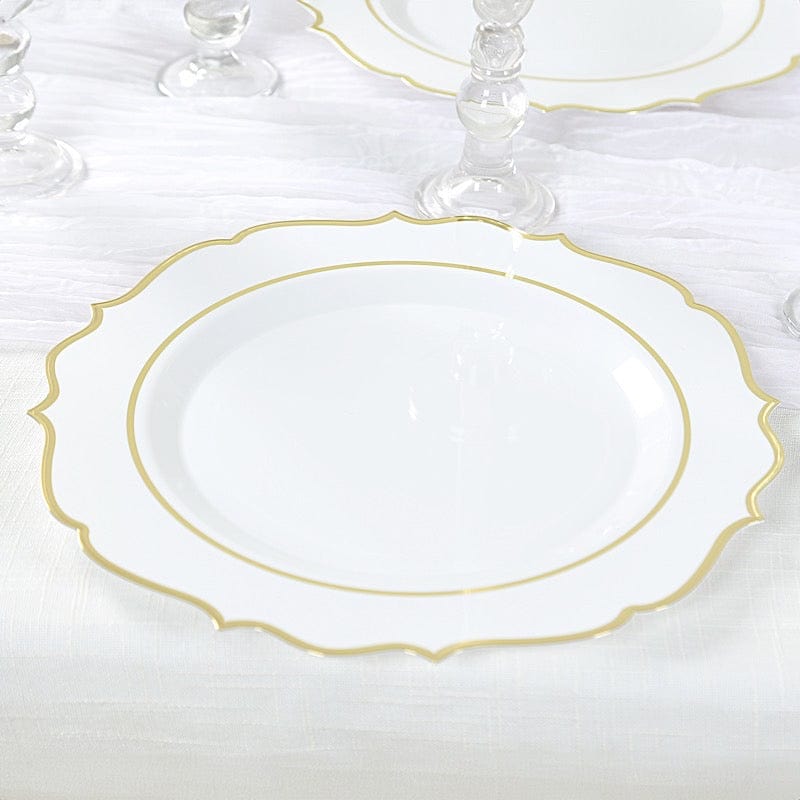 10 Round 13" Plastic Charger Plates with Scalloped Rim