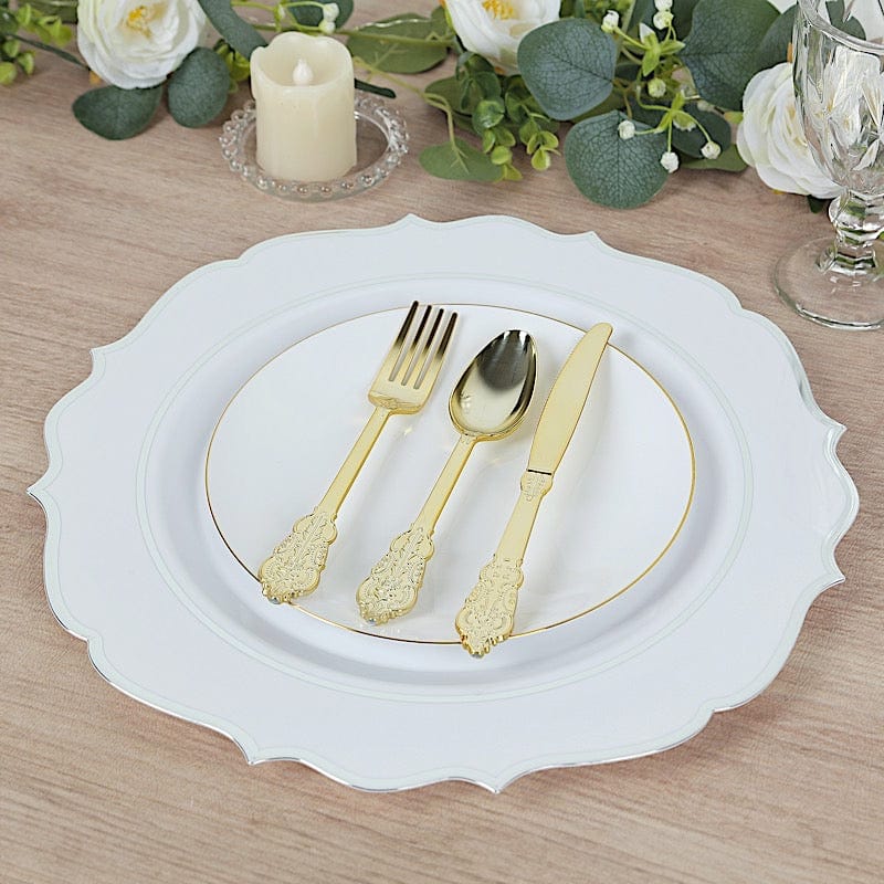 10 Round 13" Plastic Charger Plates with Scalloped Rim