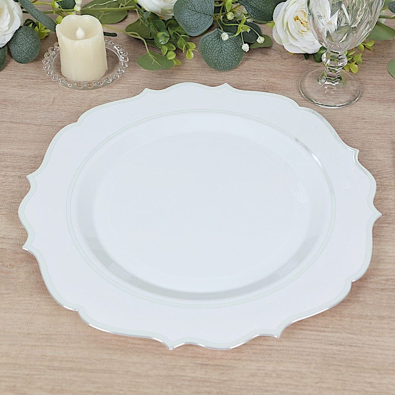 10 Round 13" Plastic Charger Plates with Scalloped Rim