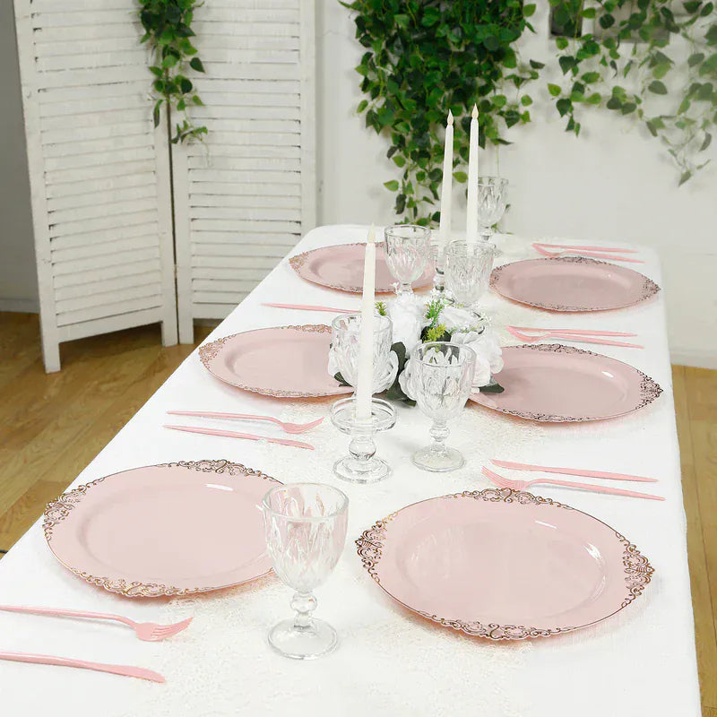 20 Round 13" Plastic Charger Plates with Embossed Baroque Rim